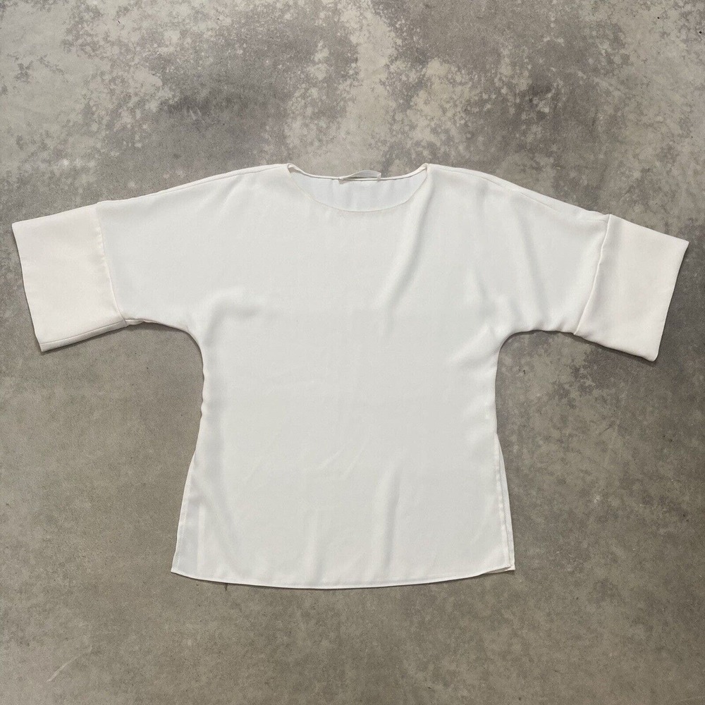 Amanda Uprichard Blouse Womens Sz Small White Side Slits Top Office Shirt